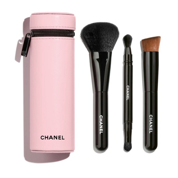 💗CHANEL LIMITED EDITION collection de 3 pinceaux essentiels makeup brushes case - Picture 1 of 9